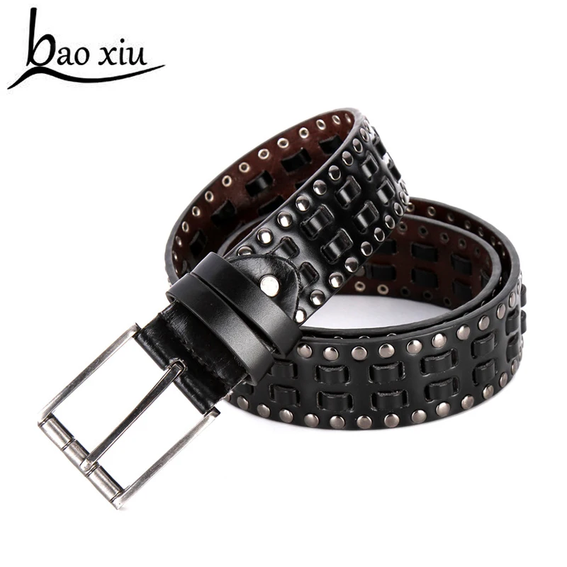 

Fashion Men/Women rivet Belt Genuine Leather Retro Weave Unisex Designer Belt Pin Buckle Men High Quality Cowskin Leather Belts