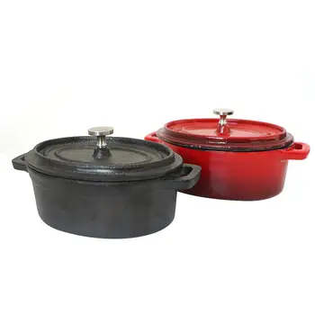 

Oval Mini Cooker Cast Iron Shabu Cookware Household Portable Enamel Small Cooker Hotel Pan Kitchen Restaurant Supplies