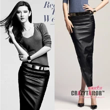 Новая Осенняя женская брендовая модная кожаная юбка тонкая обтягивающая юбка Сексуальная спилок кожаная длинная юбка