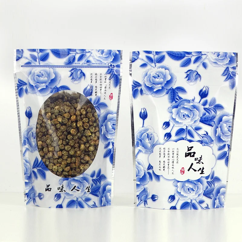 

Синие цветы 100 шт./лот стоячие пакеты с застежкой-молнией прозрачный упаковочный пакет с окошком самозакрывающиеся пластиковые пакеты для еды розничные пакеты