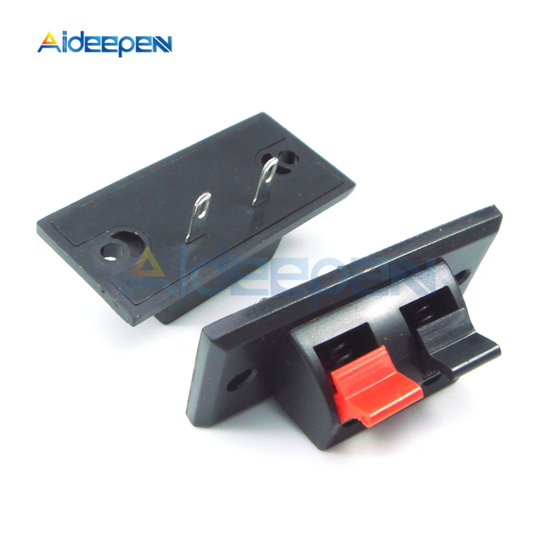 

2Pcs 2-Way Speaker Terminal Connector Push in Jack Spring Load 2CH 2 Pin Spring push Release Home Audio Speaker Terminals