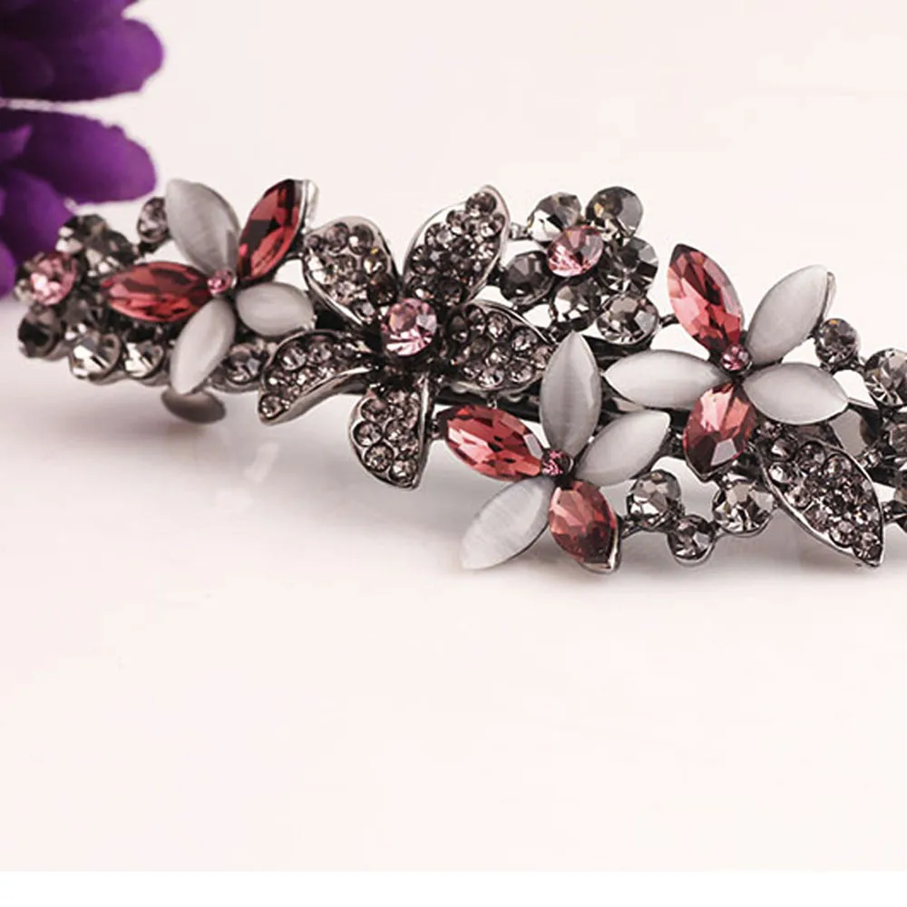 

Jewelry Hairpin Flowers Blue Purple Classic Gemstone Side Clip Hair Accessories For Women Valentine's day birthday gift p#