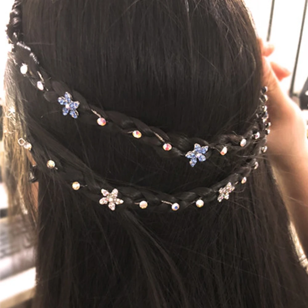 Для женщин повязки на голову для девочек цветок корона бабочка блеск волос орнамент Роскошный Кристалл цепочка для волос Hairbands аксессуары для волос