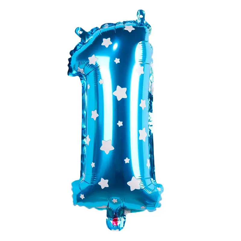 16 дюймов розовый синий 0-9 номер фольги Воздушные шары цифра гелий шарики для день рождения Свадебный декор воздушные шары событие вечерние партия поставки - Цвет: Blue 1