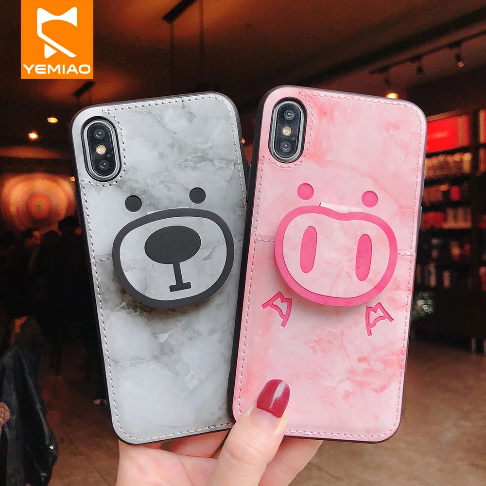 Чехол-бумажник с подставкой для iPhone X XS Max XR силиконовый чехол милым рисунком