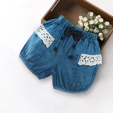 Шорты для девочек летние популярные штаны шорты для малышей корейские кружевные шорты из чистого хлопка для маленьких девочек, джинсы пять штанов для малышей от 2 до 6 лет