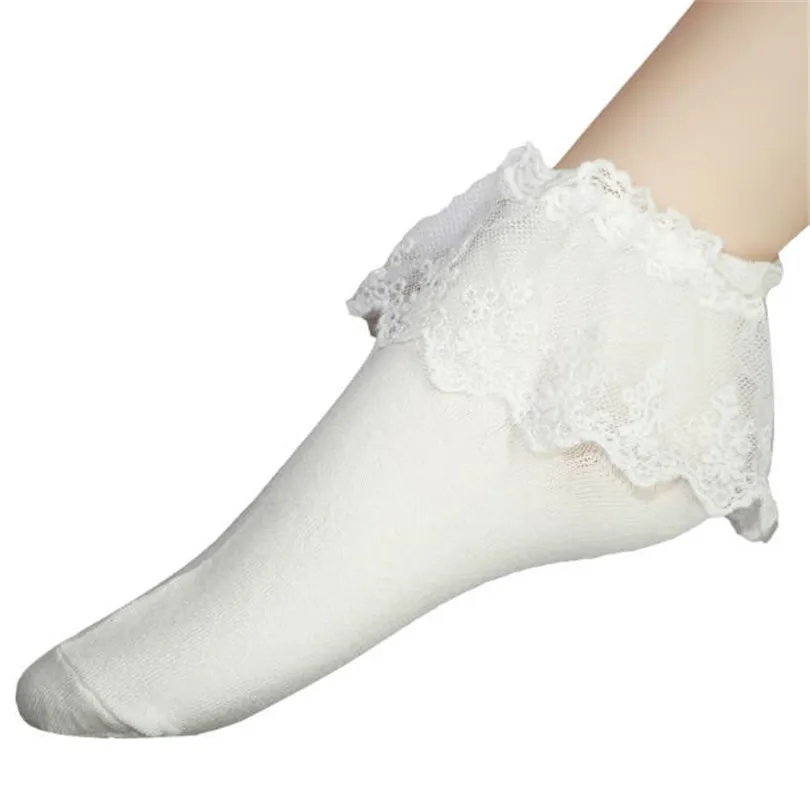 1 PCS 2015 Fashion Women Vintage Lace Ruffle Frilly Ankle Socks Lady Princess Girl Favorite 6 Color Free Shipping