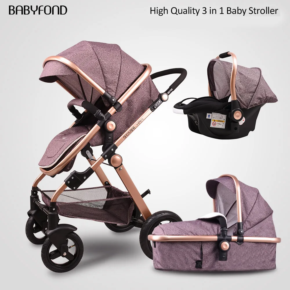 

EU standard high landscape baby stroller luxury 3-in-1 trolley effectively reduce the vibration umbrella car pram