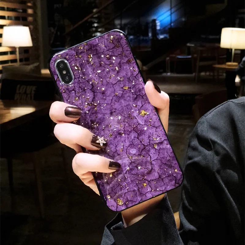Роскошный блестящий Мраморный чехол из золотой фольги для телефона iPhone X XS Max XR