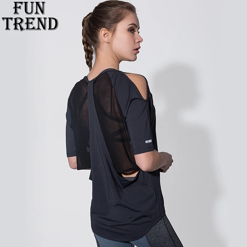 Sport Top Short Sleeve Sport T Shirt Women font b Fitness b font Strapless Yoga Shirt
