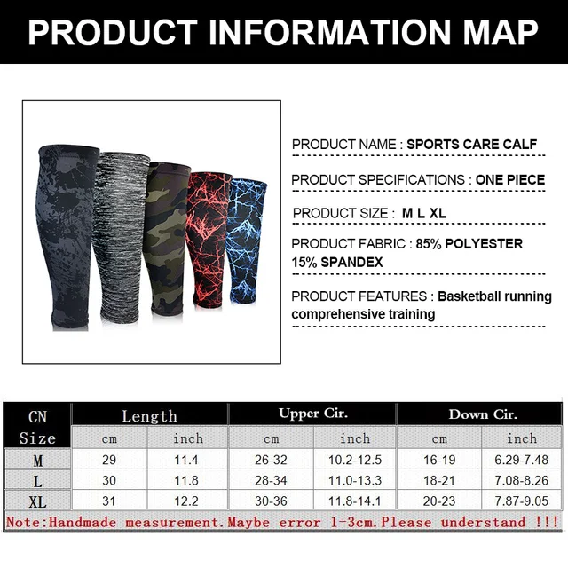 1 PCS Sports Safety Compression Calf Leg Sleeves Football Running Leg Calf Protectors Camouflage Shin Guard Warmers Socks Soccer 6