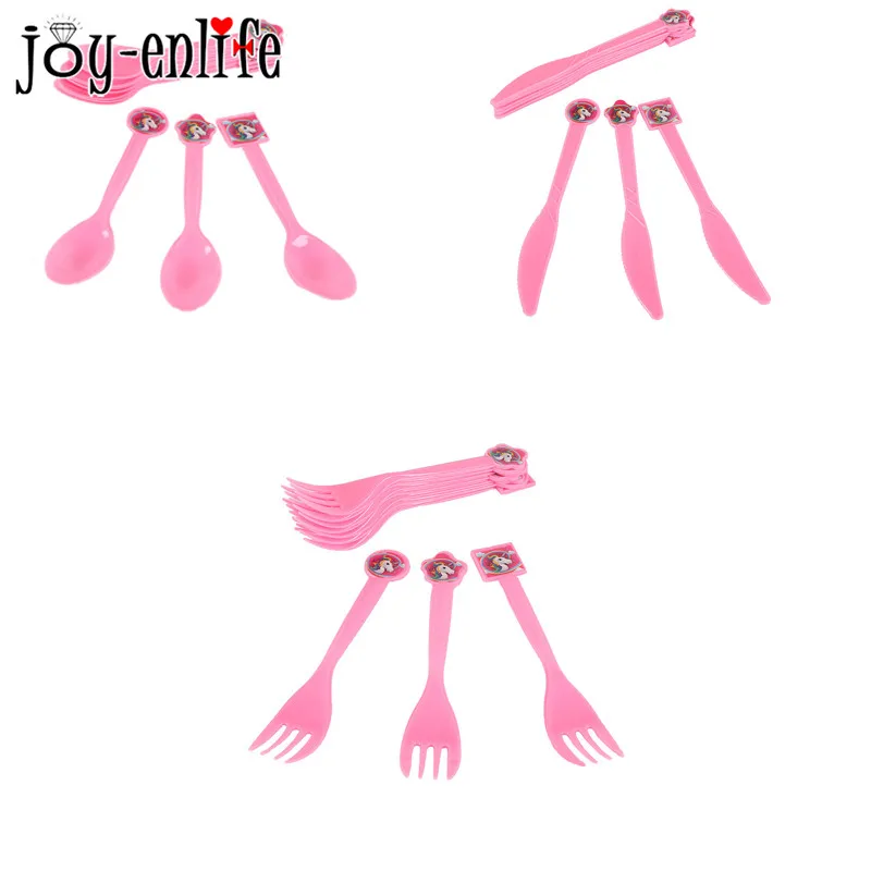 

JOY-ENLIFE 10pcs Unicorn knife / fork / spoon plastic children's birthday party baby shower cake cartoon Discount diet cutlery