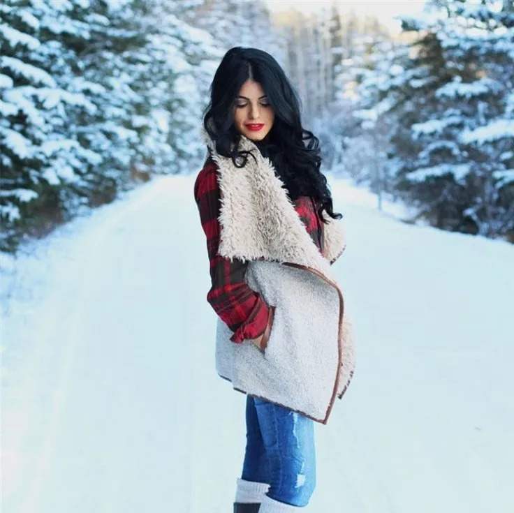 

Winter coat women Long vest large plush fur collar embroidery vest sleeveless cardigan plus size fleece vests