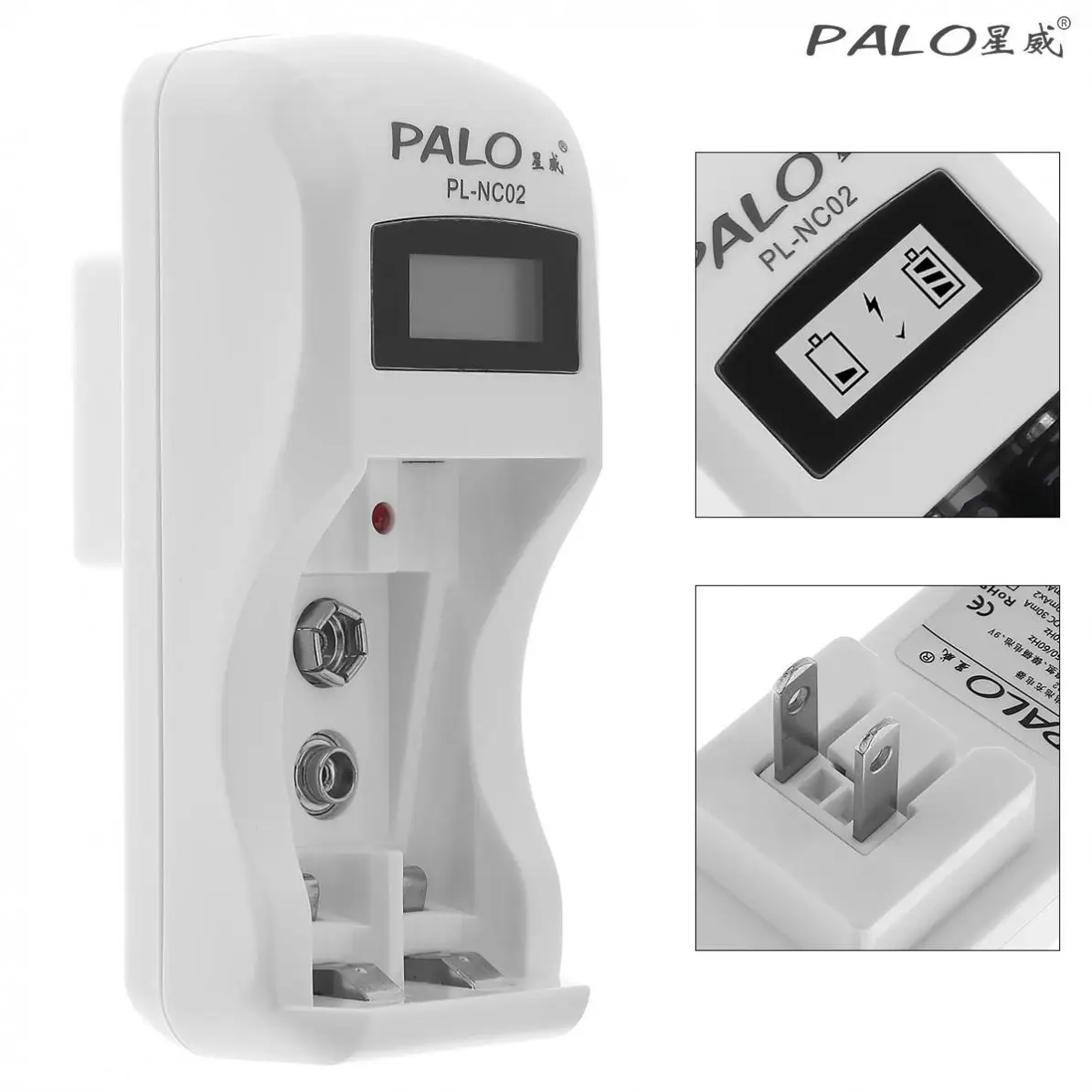 New PALO 2 Independent Slots Smart Charger with LCD Display for 9V Li