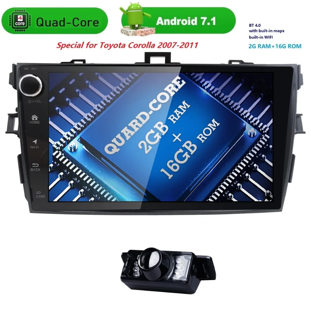 92 din car radio Android 7.1 Car Multimedia player For Toyota corolla 2007 2008 2009 2010 2011 head unit 2GB in dash gps video 