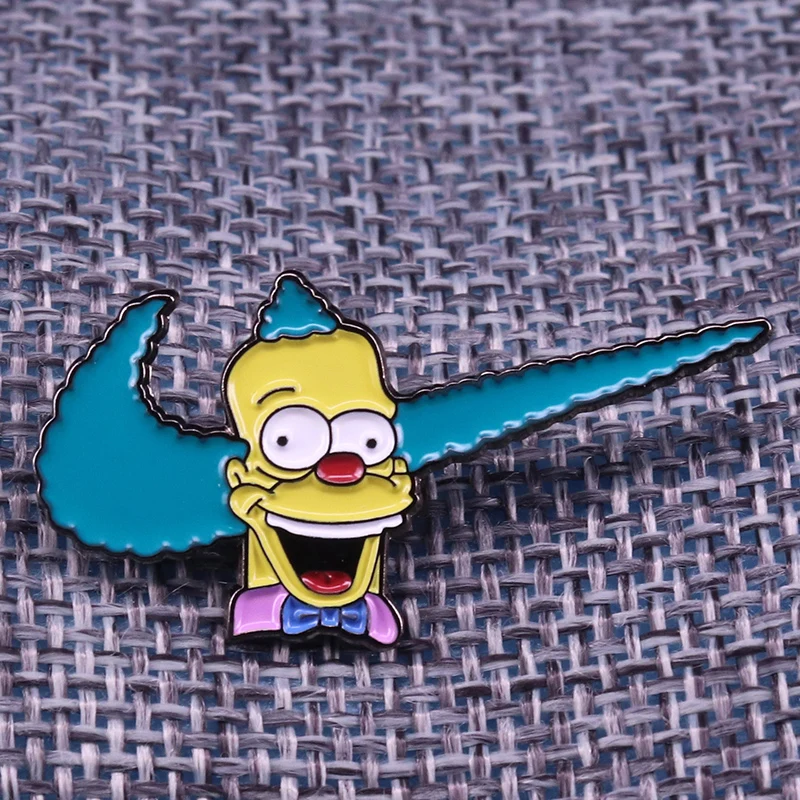 

Krusty the clown parody badge cute Simpsons pin cartoon anime brooch pop backpack jackets accessory