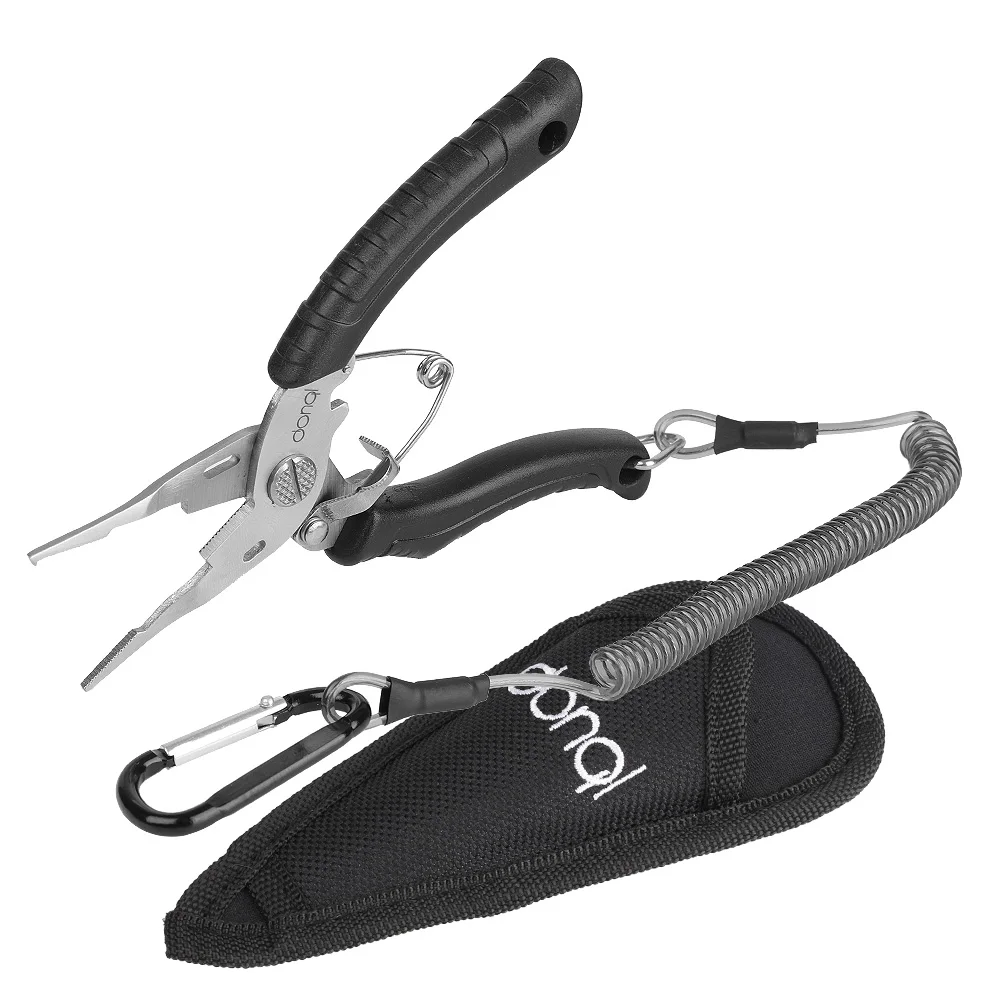 DONQL Multifunctional Fishing Pliers Line Cutter Hook Remover Stainless Steel Scissors Fishing Clamp Accessories Spring Rope     (7)