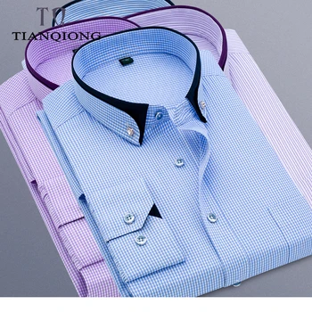 

2019 New Arrival Spring High Quality Stirped Casual Shirts Men,men's Plaid Shirts,Blue Purple, Shirts Men Plus-size M-5XL