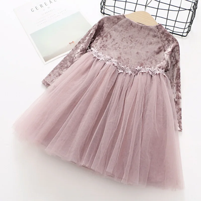 

Girls Dress 2018 New Spring Dresses Children Clothing Princess Dress Long Sleeve Girls Clothes Ball Gown Pink 3-7T