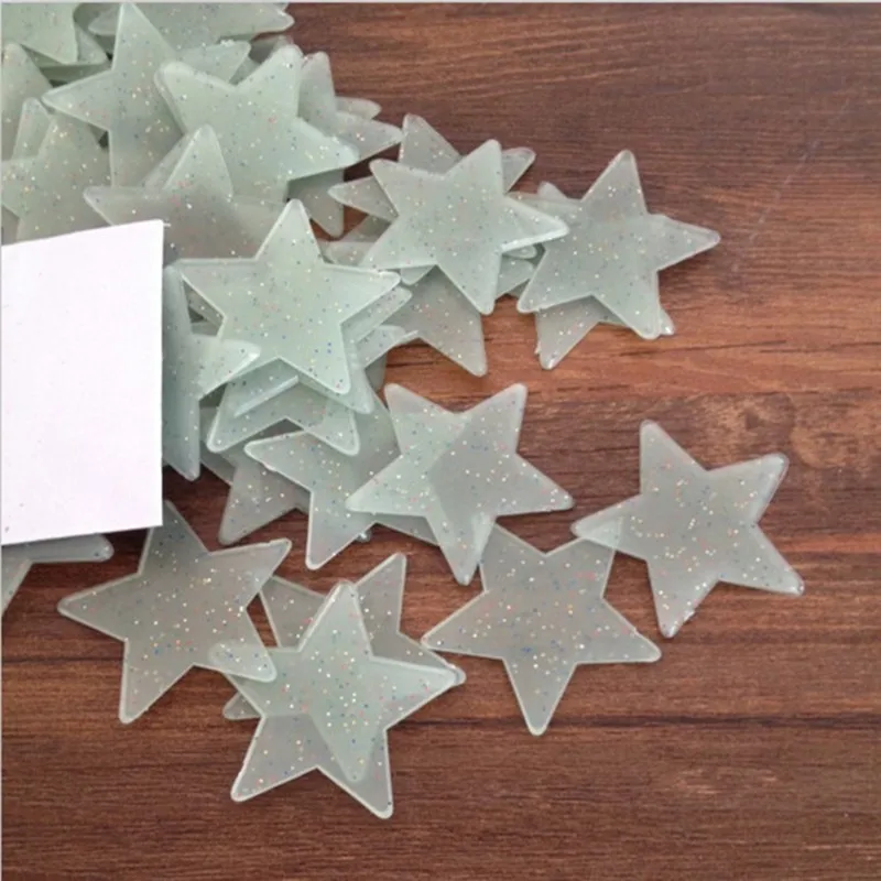 100 шт./упак. 3D звезды светится в темноте наклейки на стену 3,8 см; блестящие светящиеся звезды спальня украшения DIY моды подарок