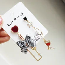 Корея ручной работы Асимметричный винный Кубок плед бантом милые женские висячие серьги браслеты модные Jewelry-JQD5