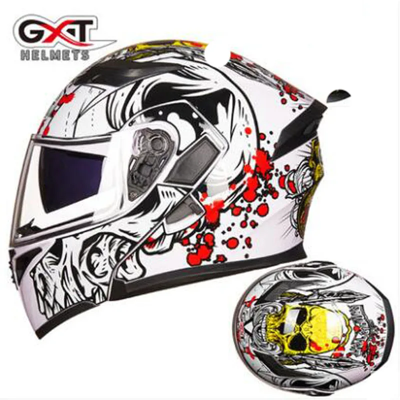 

New GXT DOT Certificate Flip Up Motorcycle Helmets Double lens Full cover Anti-fog PC Lens Full Face Motorbike Helmet Unisex hel