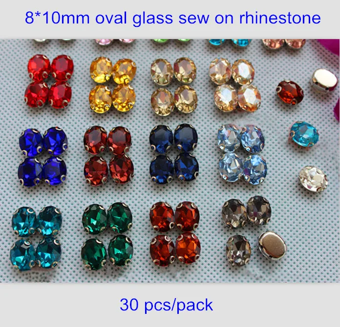 

30pcs 8*10mm Oval Sew On Bead With 4 Hole Silver-Colored Claw,Sew On Crystals Sew On Bead For Dress,Hats,Shoes Decoration