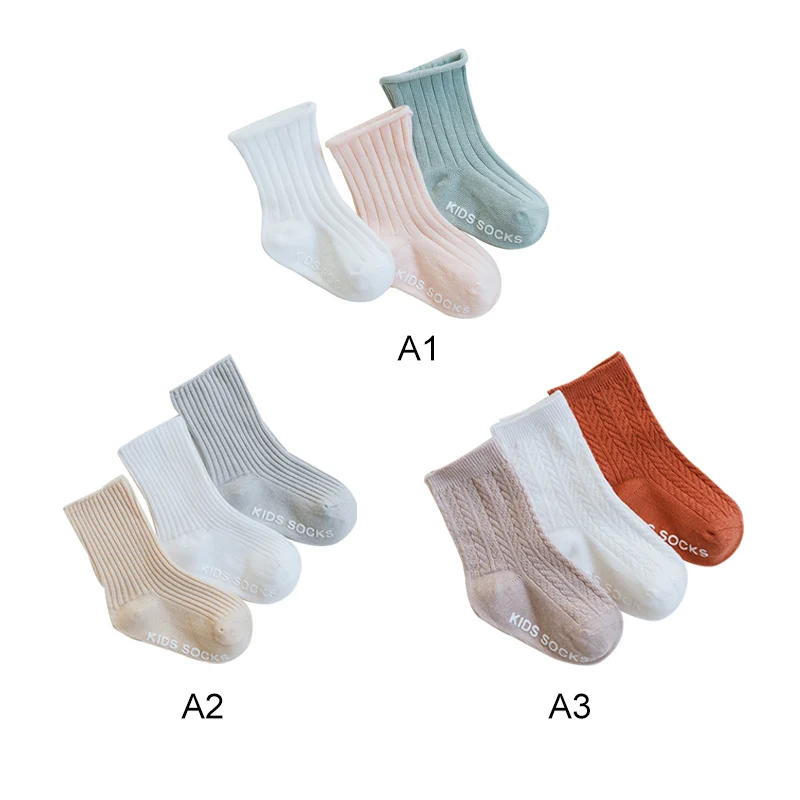 

MrY 3 Pairs Anti-slip Newborn Baby Tube Socks Toddler Socks Spring Autumn Soft Ribbed Baby Infant Cotton Baby Clothes Accessories