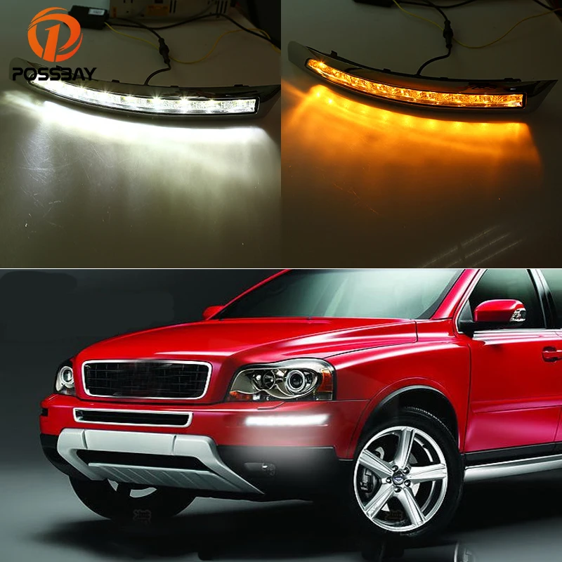 

POSSBAY LED Running Lights for Volvo XC90 2007-2013 Daytime Running Light DRL LED White Yellow Turn Signal Fog Light Lamp Bulbs