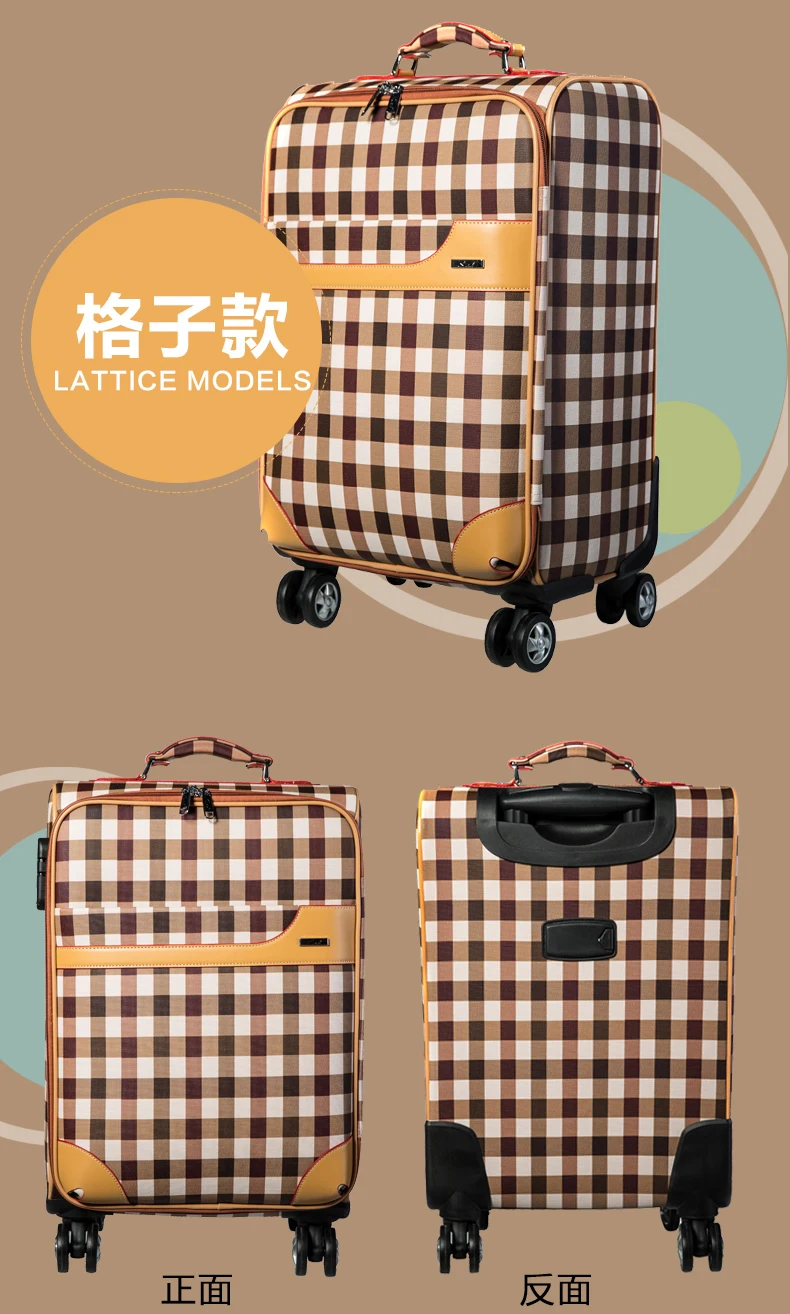 Женская карта в стиле ретро багажная серия 20/24 дюймов PU Роллинг багаж Spinner брендовая мужская деловая сумка на колесиках для путешествий чемодан на колесах