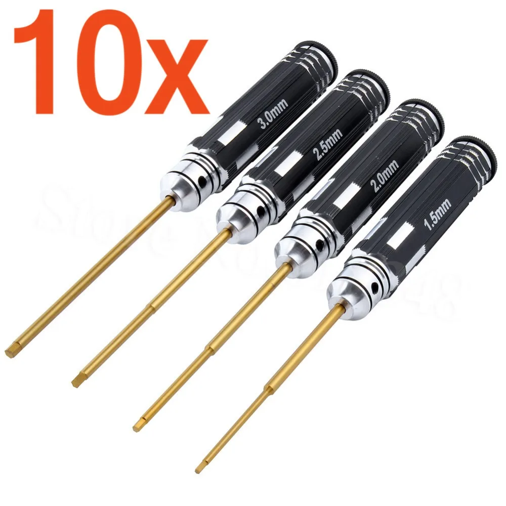 10Sets 4pcs/Set Titanium Steel 1.5mm 2.0mm 2.5mm 3.0mm Hexangular Screwdriver Kit Repair Tools For RC Car Quadcopter Drone Plane