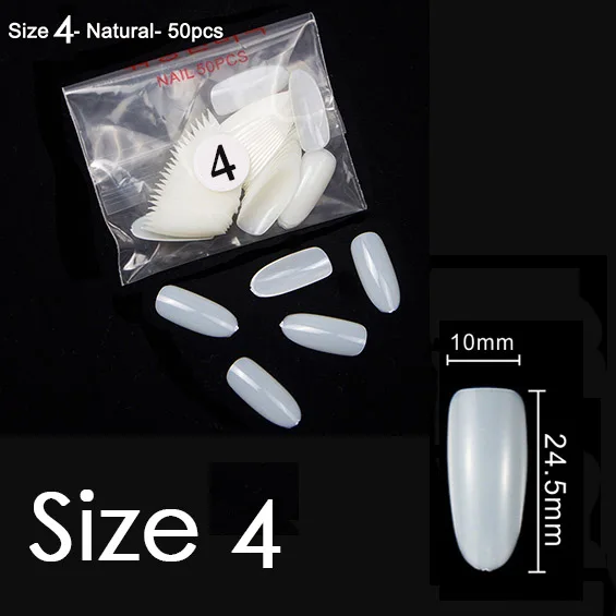 50 шт в упаковке овальные кончики для ногтей размер покупки s индивидуально натуральный чистый цвет полное покрытие ногтей маникюр Размер 0 1 2 3 4 5 6 7 8 9 - Цвет: Natural Size 4 50pcs
