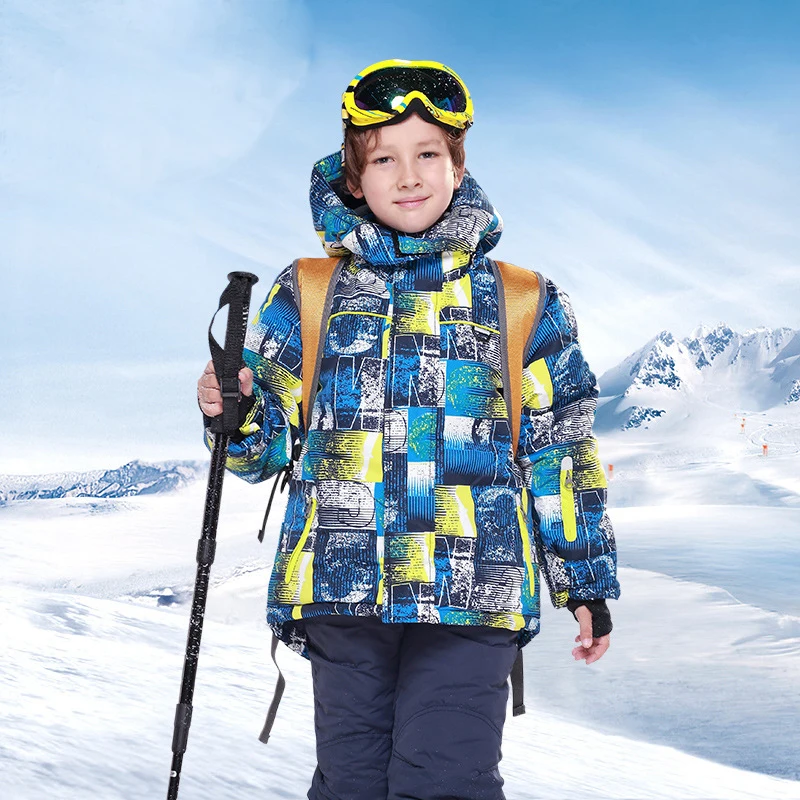 Dollplus/Детские комплекты; лыжные спортивные костюмы для мальчиков; зимние теплые водонепроницаемые лыжные куртки и штаны с капюшоном; комплекты для сноуборда
