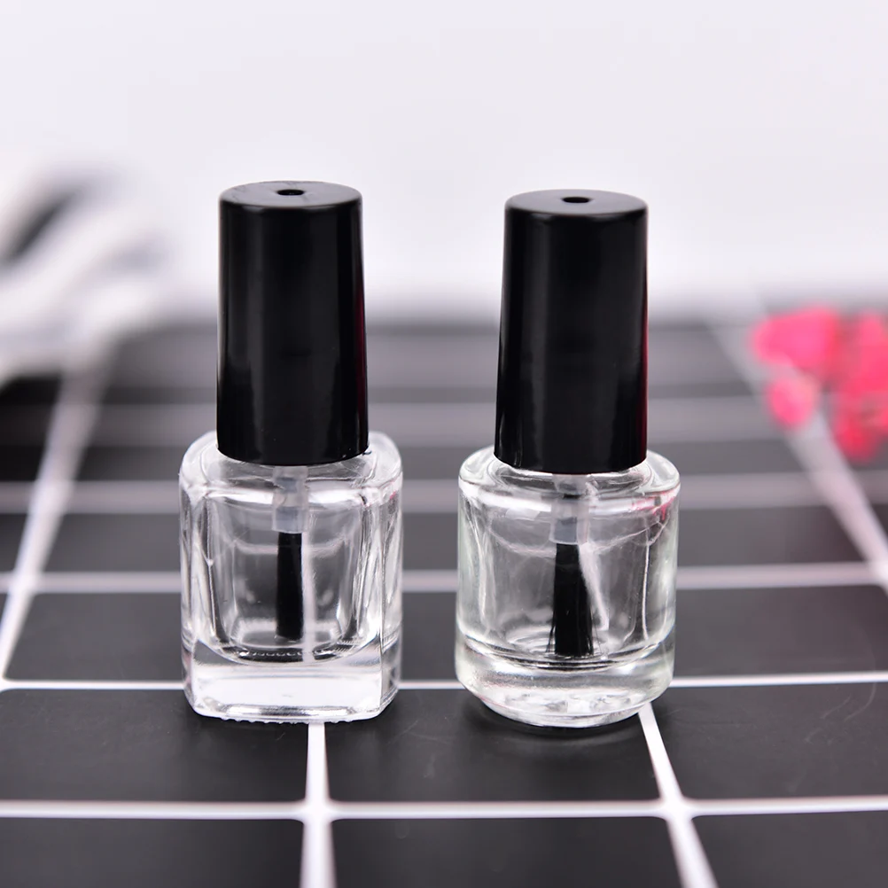 1PCS 5ml Square Shaped Empty Nail Polish Bottle with Brush Inside Clear