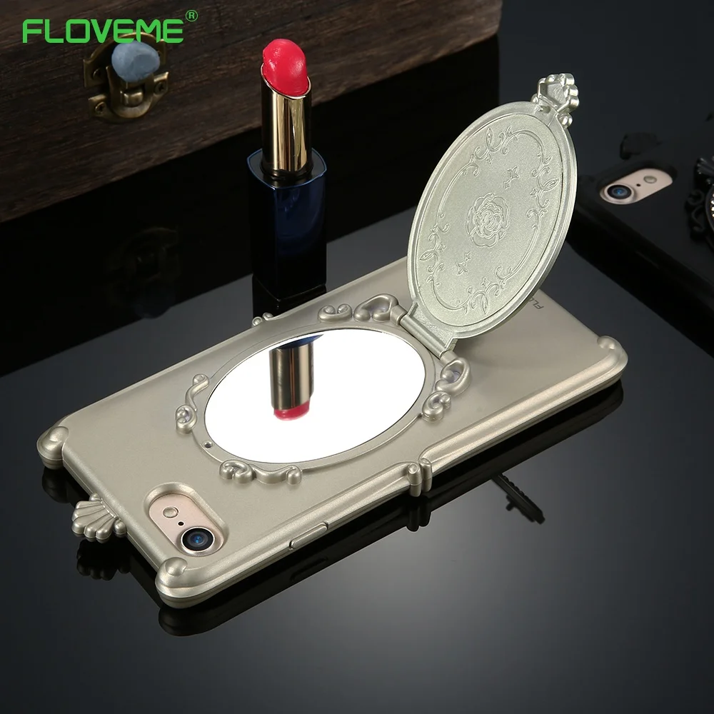 

FLOVEME Luxury Girly Diamond Mirror TPU Case For iPhone 8 7 6 6s Plus 5 Silicone Soft Cases With Stand For iPhone 55 SE 5 Cover