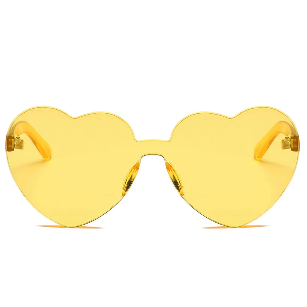 Женские солнцезащитные очки в форме сердца без оправы, Модные прозрачные цветные солнцезащитные очки