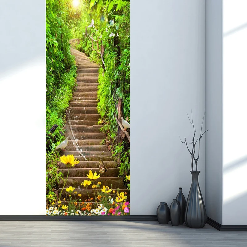 

DIY Renovation Mural Waterproof Tree Flower Canvas Print Decor Sticker Self Adhesive Bedroom Door Art Pictures New Home Design