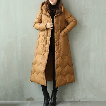 

OYCBTDFW Autumn Winter New Down Jacket Women Warm Folk-custom Hooded parkas Fashion Female Elegant Buckle Outerwear Coats NO682
