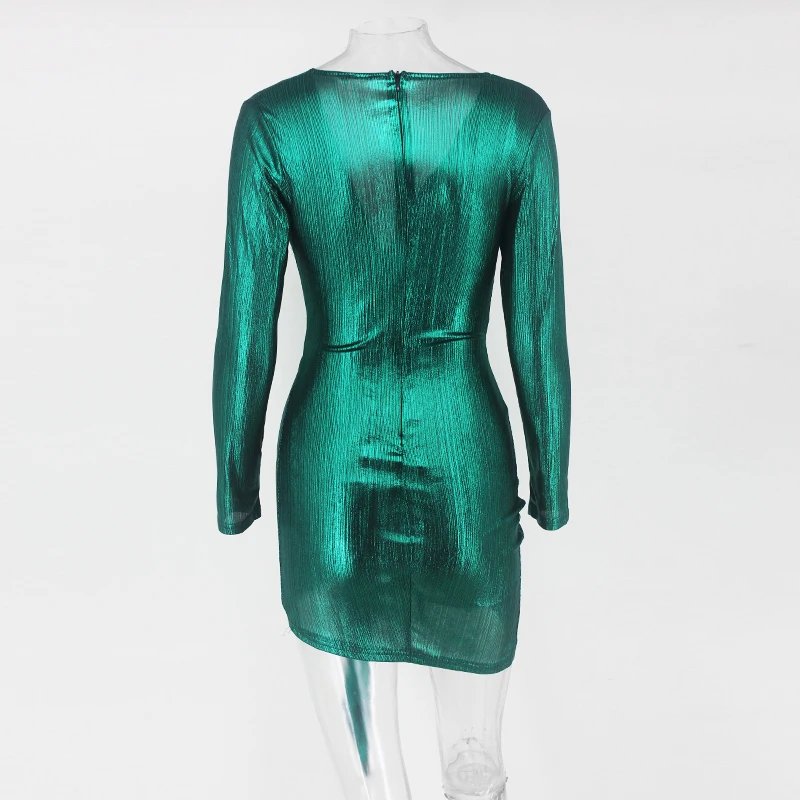 Slaygirl, осенне-зимнее сексуальное платье, женское облегающее платье, элегантное зеленое мини Клубное платье с глубоким v-образным вырезом, вечерние винтажные платья Vestidos