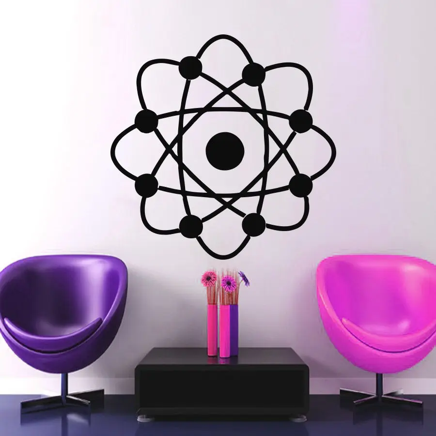 atom symbol wall decal plane vinyl sticker interior design suit nursery bedroom living room home decor