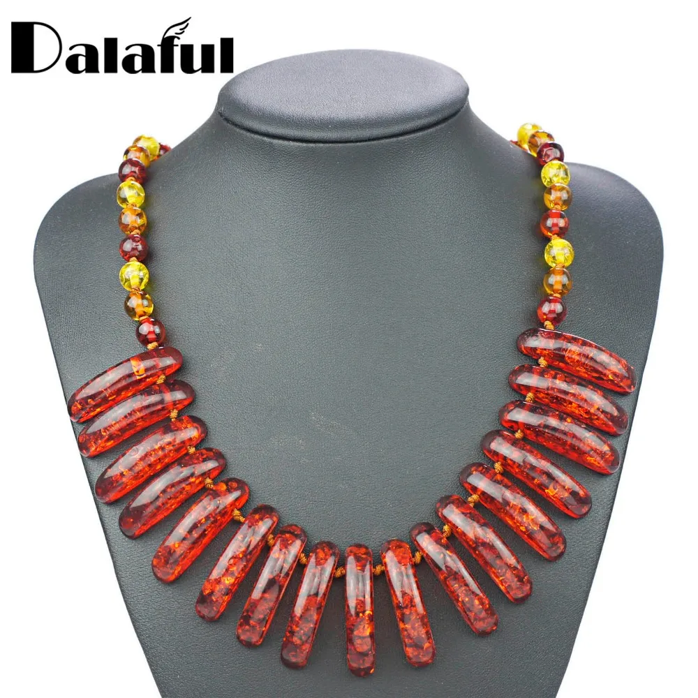 

New Arrival Baltic Simulated Synthetic Beads Chain Exquisite Pendant Necklace For Women's Girls Statement L61001