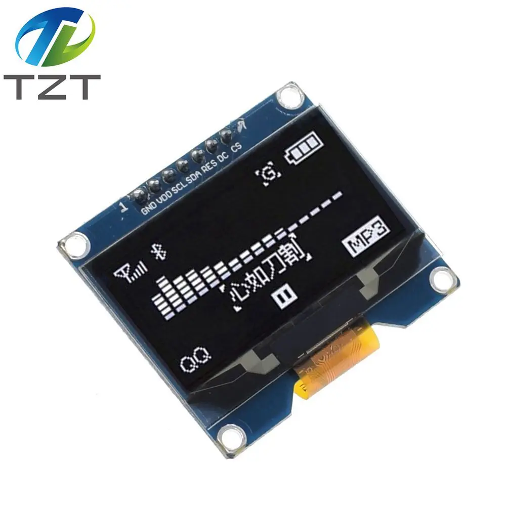 TZT 1 шт. 1,54 дюймов 7PIN белый синий OLED экран модуль SSD1309 Привод IC совместимый для SSD1306 SPI интерфейс 128*64 - Цвет: 1.54 OLED white