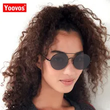 Yoovos 2019 Vintage Round Alloy Sunglasses Women Glasses Lady Luxury Ocean Lens Eyeglasses Mirror Oculos De Sol Feminino UV400