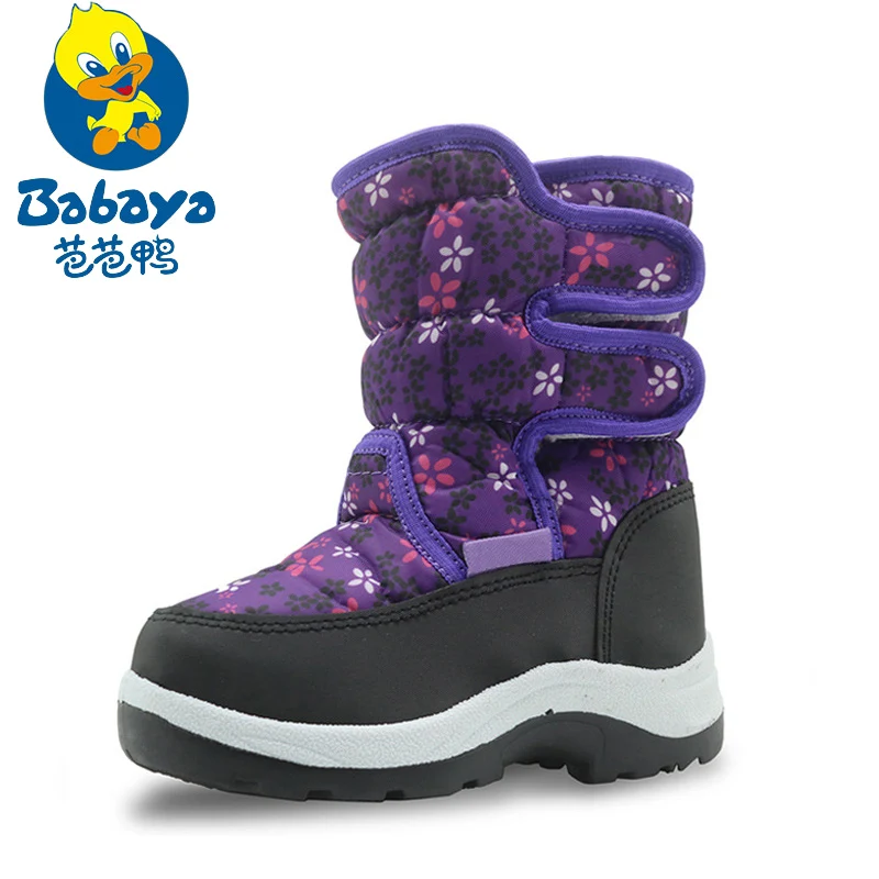 

Babaya Winter Warm Cotton Liner Girls Snow Boots Floral Printed Toddler Kids Boots Girls Shoes Outdoor Boots H3303