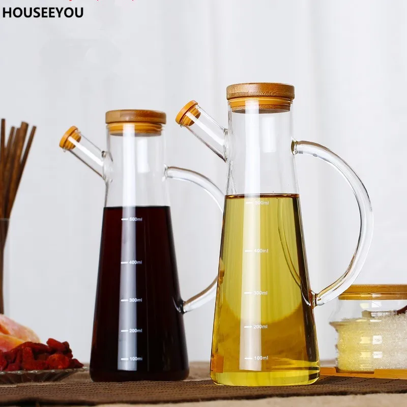 

Fashionable Boron Silicon Glass Oiler Sesame Oil Vinegar Gravy Boats Seasoning Bottle Leak-proof KitchenTools & Gadgets Supplies