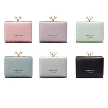 

Fashion Women's Small Clutch Wallet Cute Mini Leather Card Coin Money Holder Bag Female Letter Print Trifold Purse Short Wallet