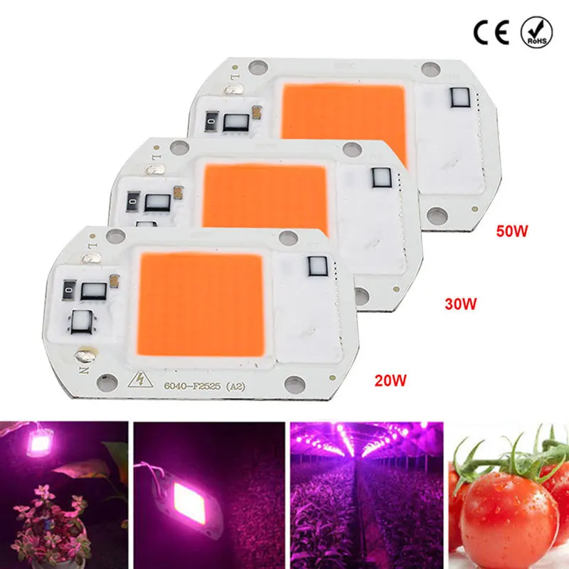 

LED Grow Lamps With Lens Reflector 20W 30W 50W 110V 220V COB LED Chip Full Spectrum Grow Light Floodlight Spotlight Bulb