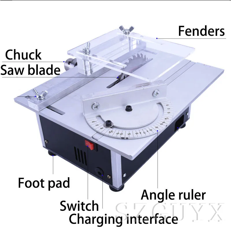 DC12-24 woodworking table saw 210 mm wooden DIY chainsaw, small cutting and polishing micro table saw