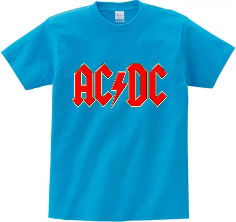 ACDC/детская футболка, футболка с буквенным принтом и логотипом AC DC, Детская Повседневная футболка, принт AC/DC, рок-футболка для мальчиков и девочек, костюм для малышей, NN - Цвет: blue childreT-shirt