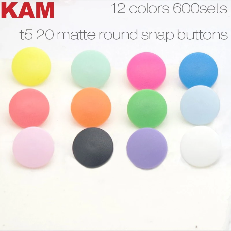 

{600sets 12 Colors Mixed Matte Finised} KAM Round Snap Button 20 12.4mm T5 Matting Plastic Snap Button Frosted Fastener Buttons